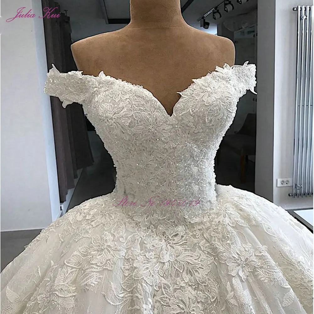 Julia Kui Luxuries Gorgeous Ball Gown Wedding Dresses Off The Shoulder Princess With Count Train Bride Dress