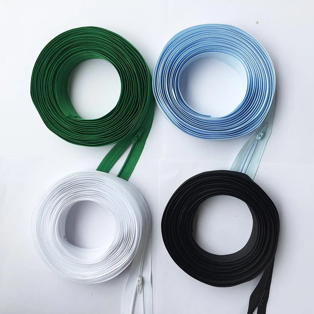 5/10/20 Meters 3# Long Nylon Zippers Rolls with 10/20/40 Pieces Auto-lock Zipper Slider For Tailor Sewing Accessories