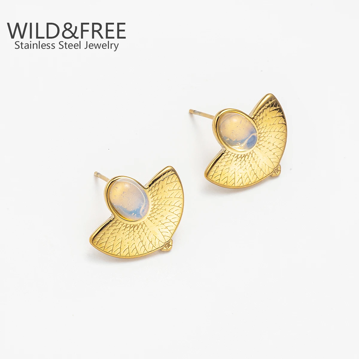 Gold Plated Stainless Steel Earrings Trendy Natural Stone Drop Earrings New Design Metal Geometric Earrings Aros Mujer Gift