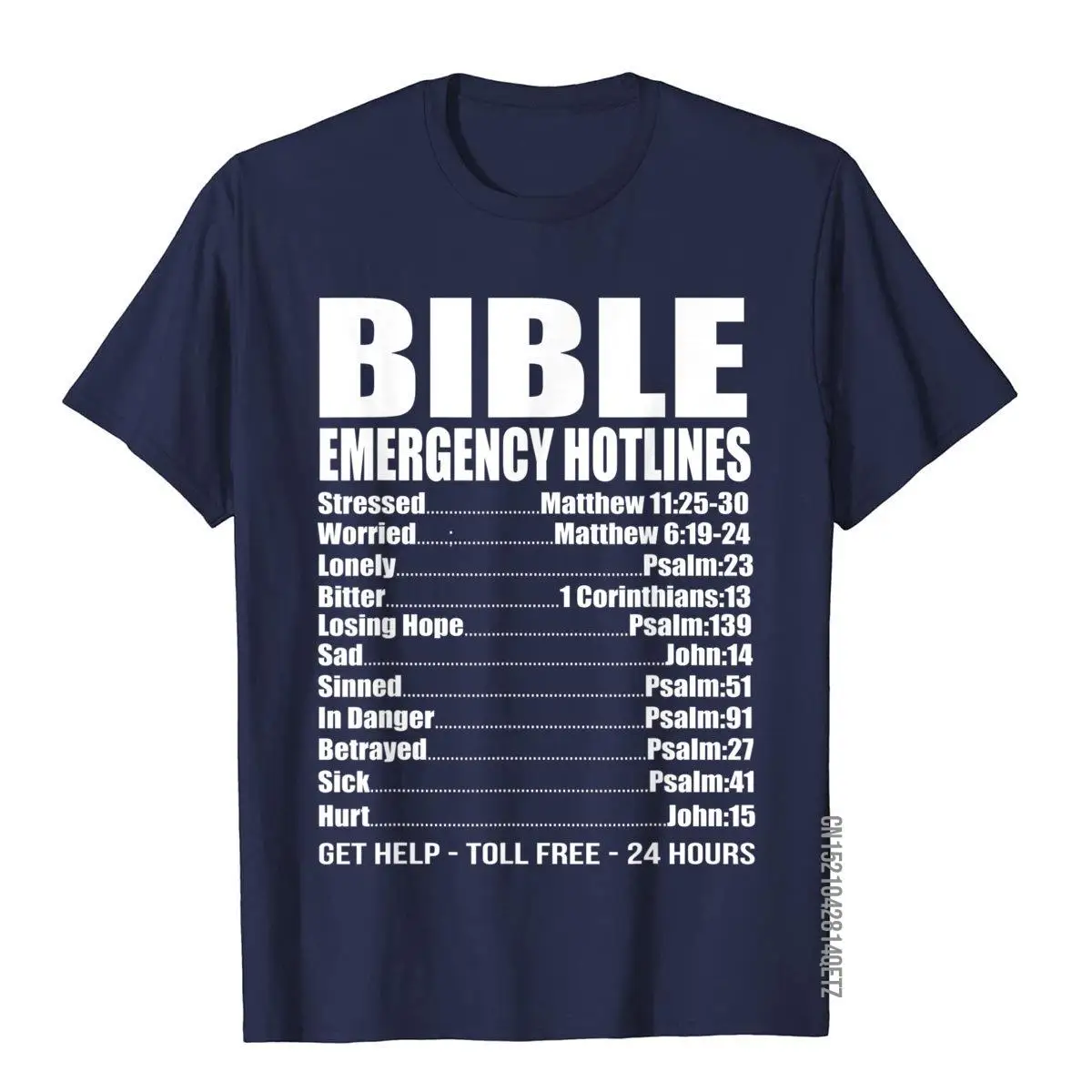 Bible Emergency Numbers Funny Hotline Christian T Shirt Gift 3D Style T Shirt Funny Tops Shirt Cotton Men England Style