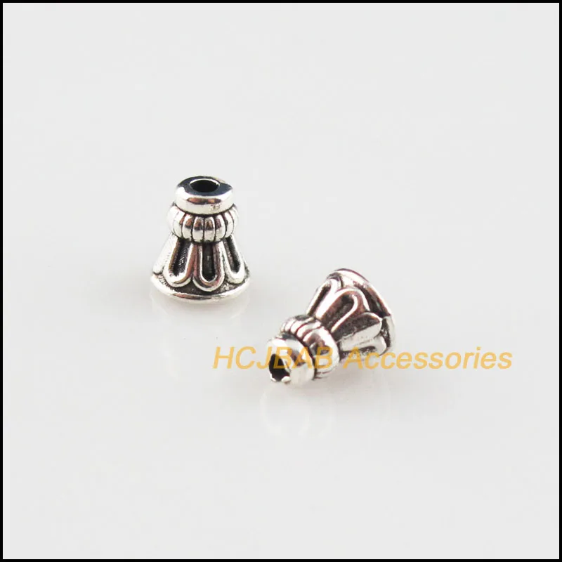60 New Horn Spacer Tibetan Silver Color Tiny Cone Connectors End Beads 6x7mm