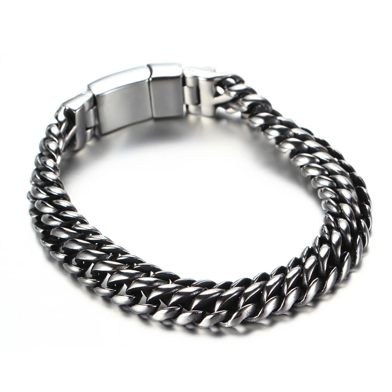 13mm Vintage Chain Link Men Bracelet Stainless Steel Bracelets For Boyfriend Jewelry Accessories