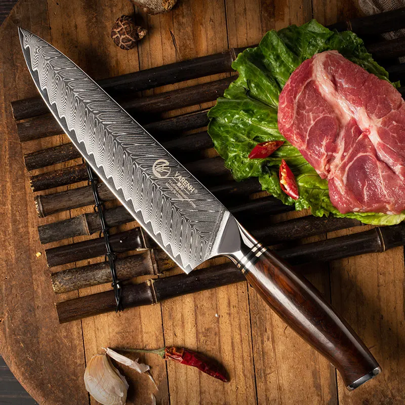 

YARENH 8 Inch Chef Knife High Quality 73 Layers Japanese Damascus Steel Kitchen Knives Slicing Meat Tools Dalbergia Wood Handle