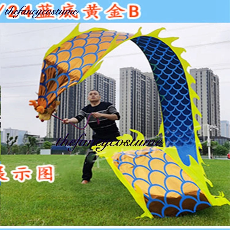 6M Dragon Dance Golden Ribbon Costume della mascotte per bambino adulto Cartoon Square Performance puntelli Outfit Dress Party Carnival