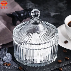 Aixiangru Cube Sugar Bowl With Lid Candy Blister European Style Retro Coffee Sugar Cube Simple Glass Circular Yurt Glass Ware