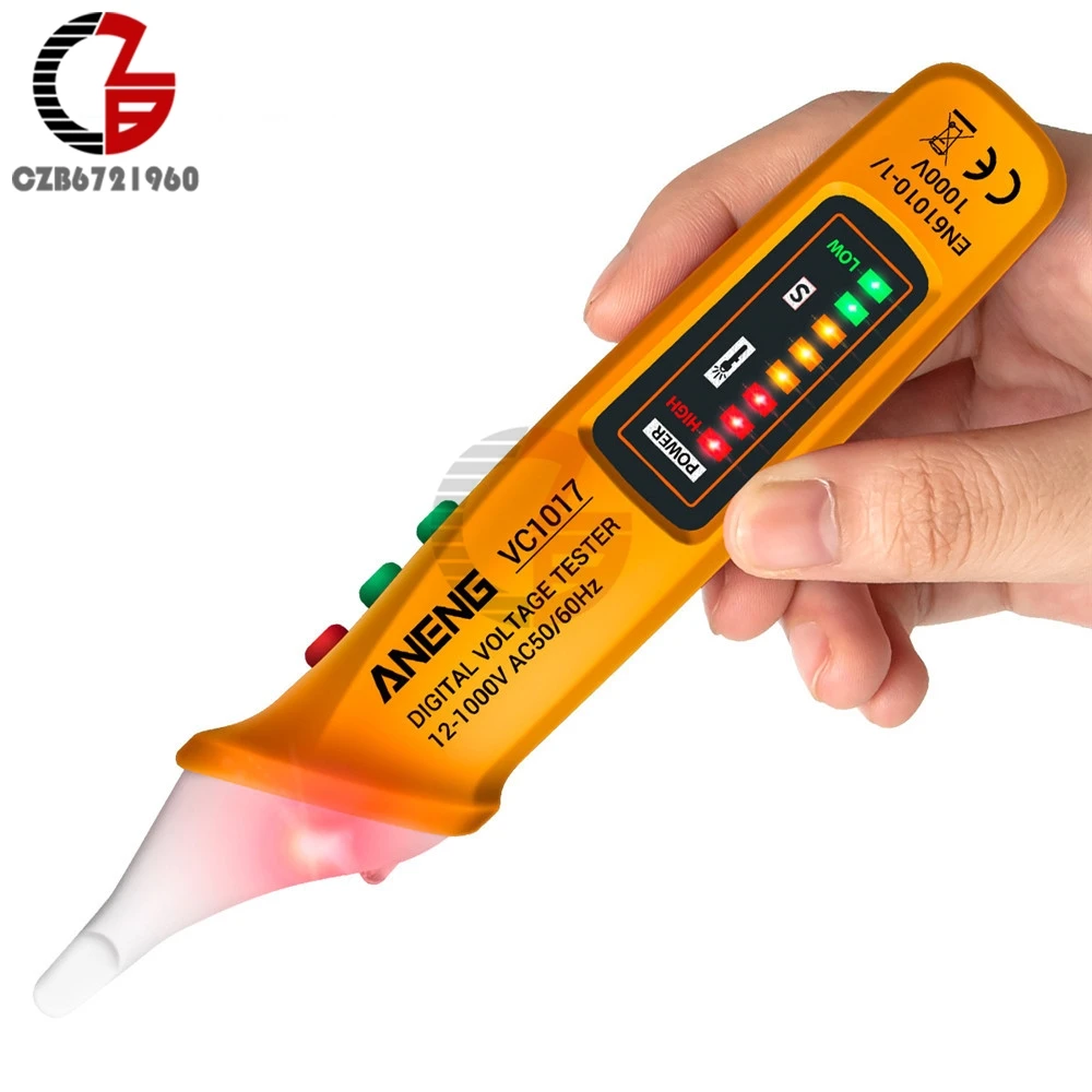 Indicador Elétrico sem Contato Tomada de Parede Tomada de Alimentação ac Sensor de Tensão Detector Testador Caneta Luz Led Voltímetro Vc1017 121000v