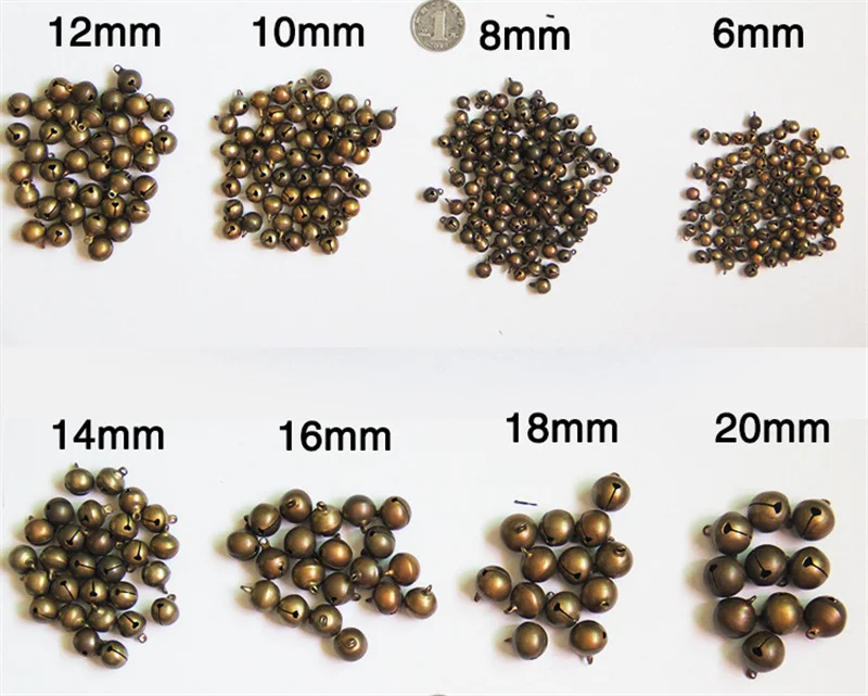 빈티지 레트로 구리 징글 벨, 웨딩 파티 DIY 수제 보석 액세서리, 크리스마스 트리 장식품, 6-28mm, 5-50 개