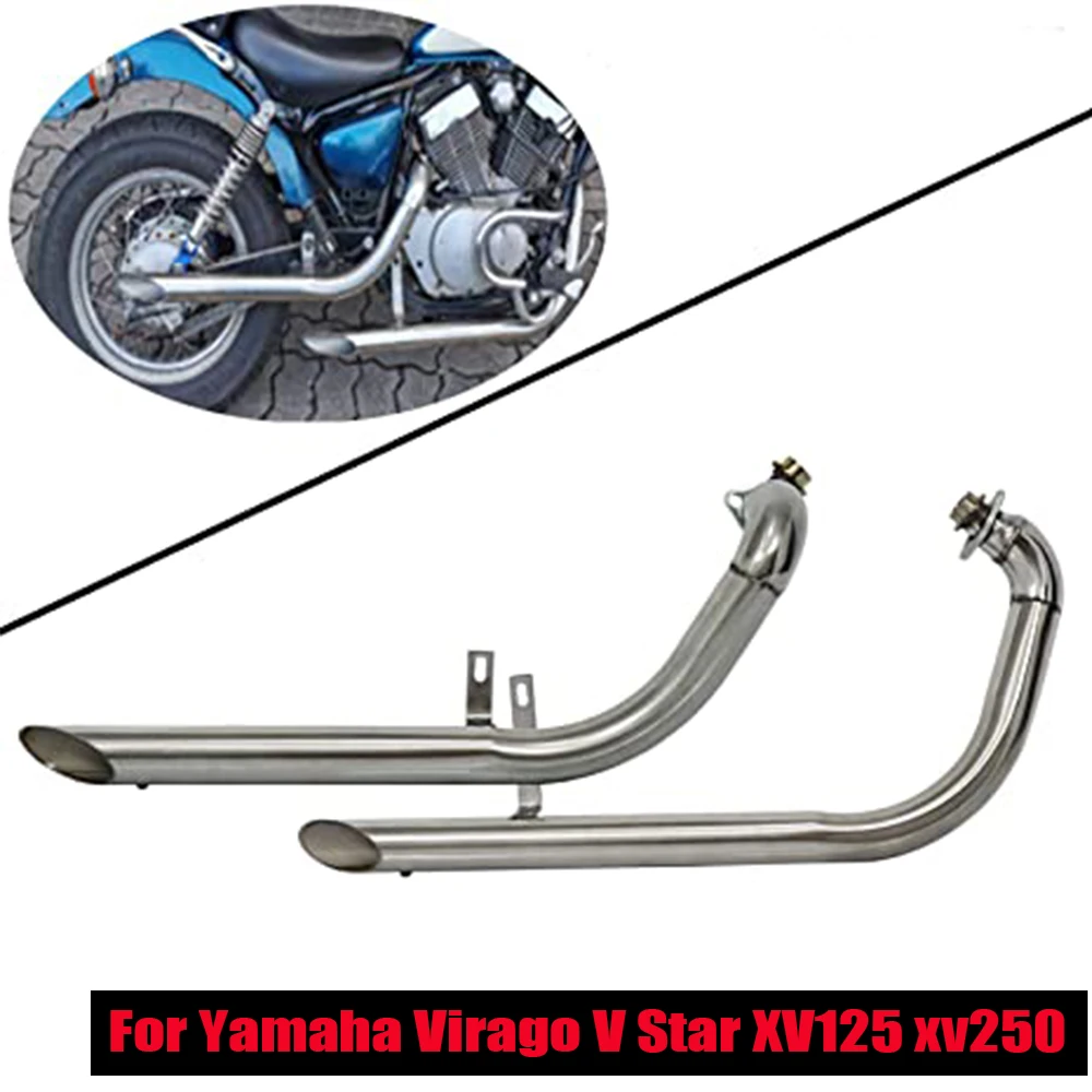 For Yamaha Virago XV125 XV250 XV 125 XV 250 Slash Cut Full Exhaust System Pipe Drag Pipes Muffler Removable Silencers