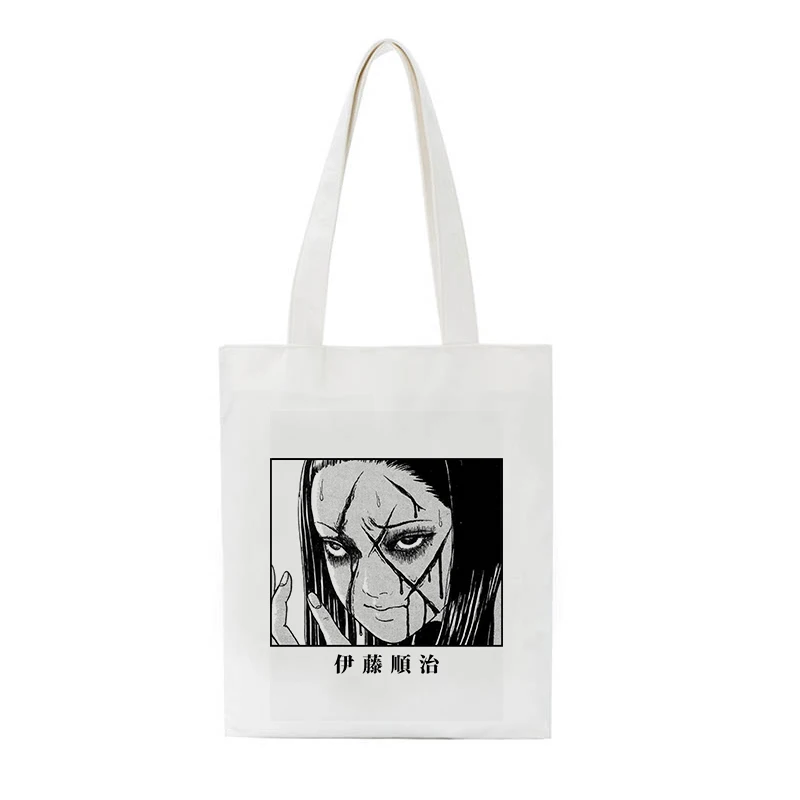 Japanese anime tomie canvas bag women shoulder bag horror ins casual women bag dark large-capacity Harajuku cartoon shopper bags