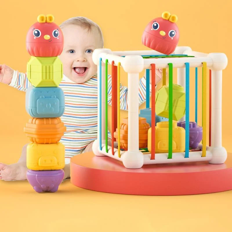 Baby Montessori Shape Sorting Toy Colorful Caterpillar Cube Motor Touch Skill Learning Educational Toys 10 Months- 3 Years Gifts