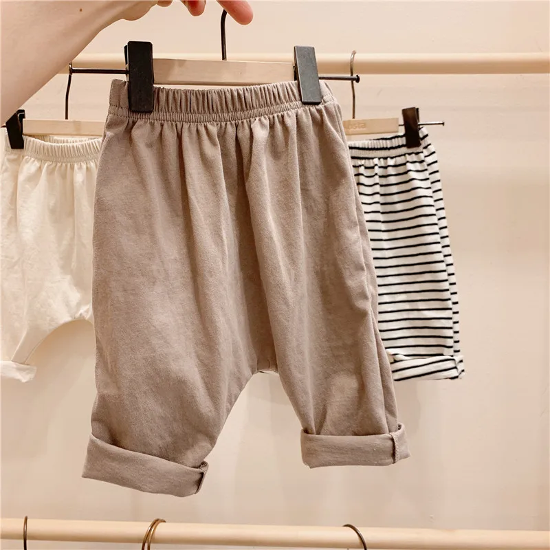 100% Cotton Children\'s Pants Spring And Autumn Boys And Girls Casual Loose Pocket Trousers Baby Kids Clothing WTP37