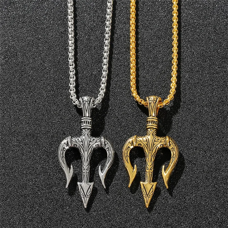 Best Selling Poseidon Trident Pendant Accessories Trendy Male Personality Hip Hop Necklace Fashion Jewelry Gift For Friends