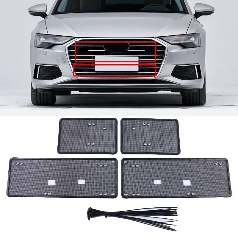 For Audi A6 C7 C8 2011-2020 Car Accessories Stainless Steel Front Grille Insert Net Anti Pest Dust Garbage Proof Inner Cover Net