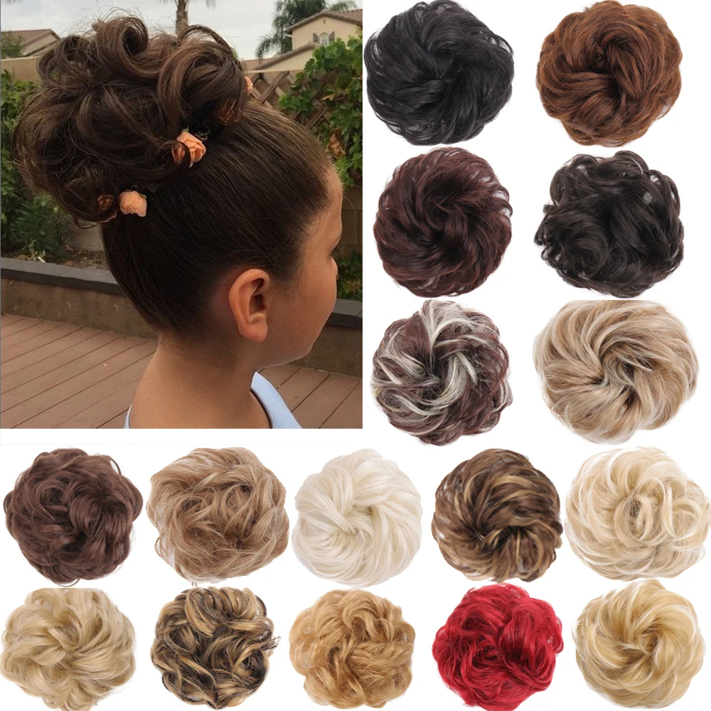 

Curly Buns with Heat Resistance Rubber Band Synthetic Scrunchie Wrap Hair Ring Hairpieces Headwear Synthetic Chignon For Child