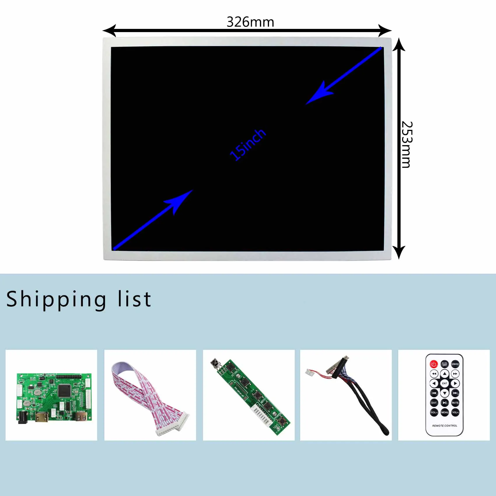 コントローラーボードLCDディスプレイ,15インチ,lq150x1lw94,1024x768,30ピン,HD-MI.USB