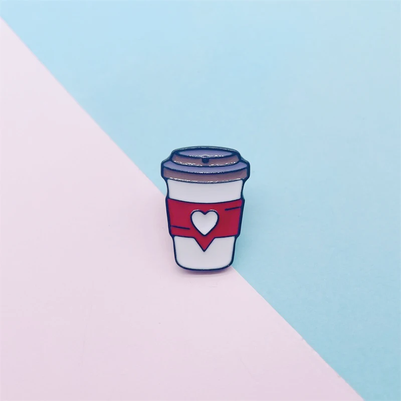 Cartoon Cute Red Milk Tea Cup Coffee Cup Enamel Pins Love Sweet Alloy Brooch Badge Clothes Backpack Accessories Jewelry Gifts