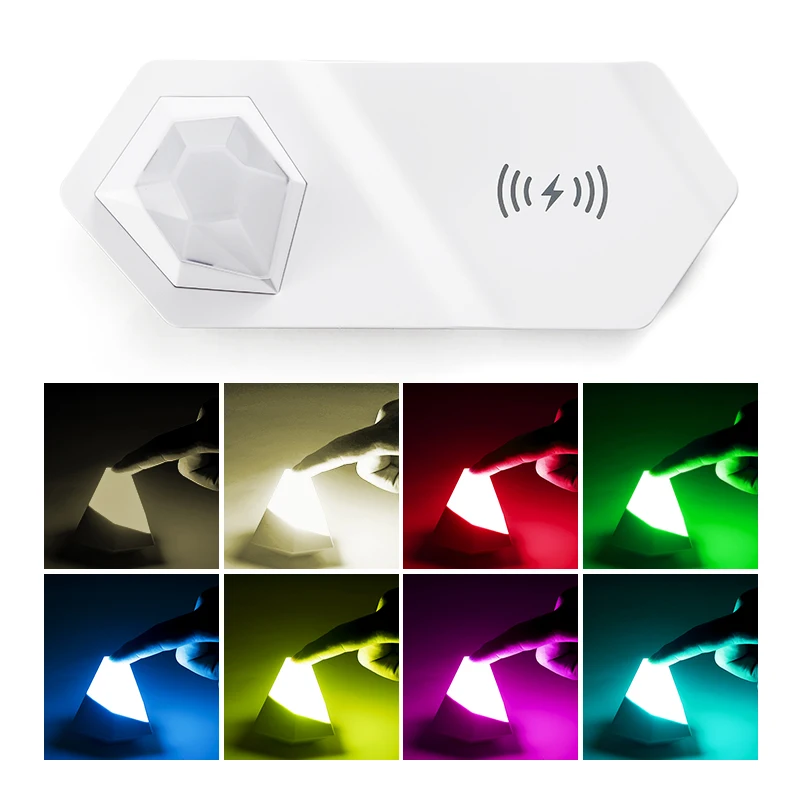 Imagem -03 - Lâmpada de Cabeceira em com Carregador Usb Carregador Rápido e Multifuncional sem Fio Luz Noturna com Led Rgb Recarregável para Presente