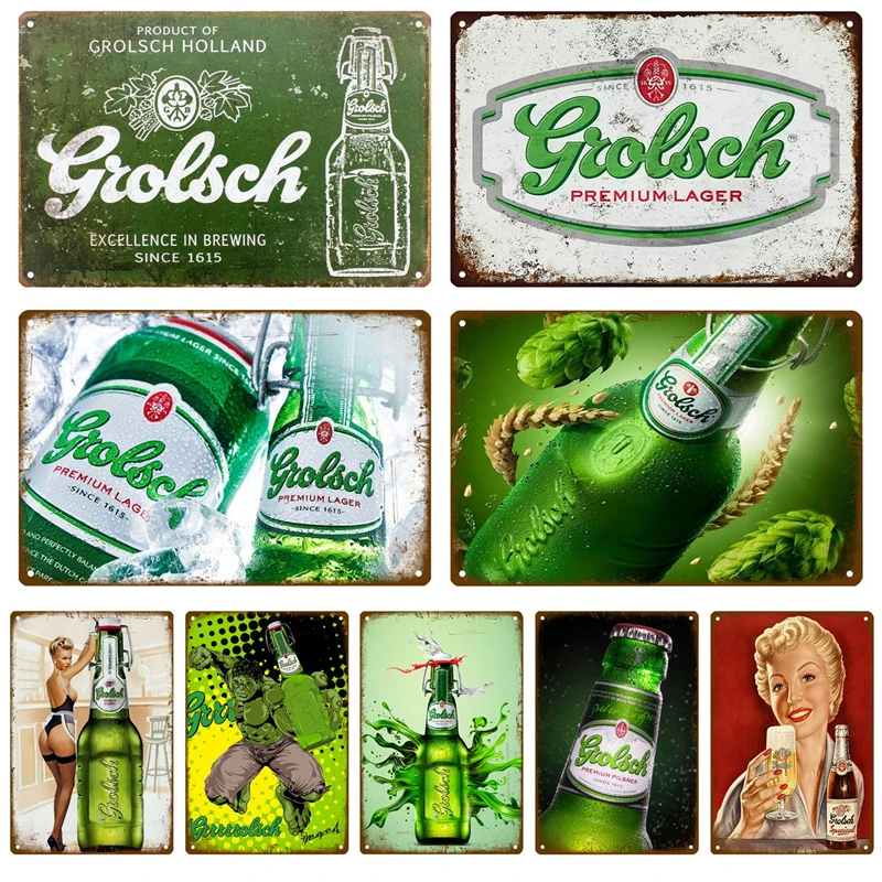 Retro Grolsch Metal Sign Tin Sign Whisky Belgium Beer Plaque Metal Wall Decor Vintage Decor Poster Plates Man Cave Shabby Chic