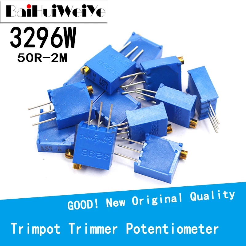 10PCS/LOT 3296W 3296 Potencjometr trymera 50R-2M ohm100R 200R 500R 1K 2K 5K 10K 20K 50K 100K 200K 102 504 104 205