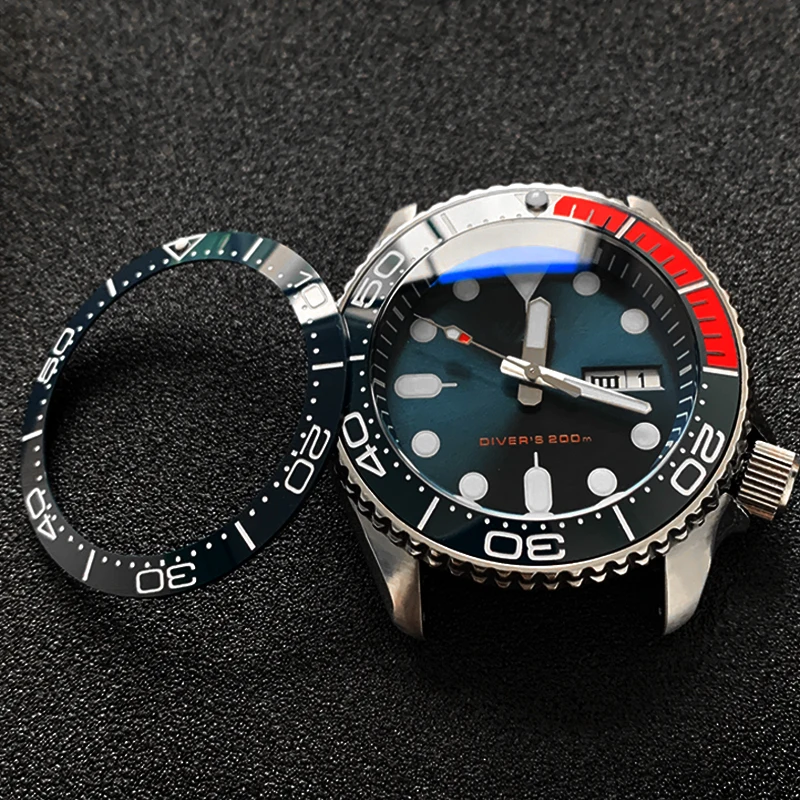 Sloped ceramic bezel insert 38*30.6mm Luminous pip at 12 For SKX007 SKX009 For Omega Sea master series MOD watch parts