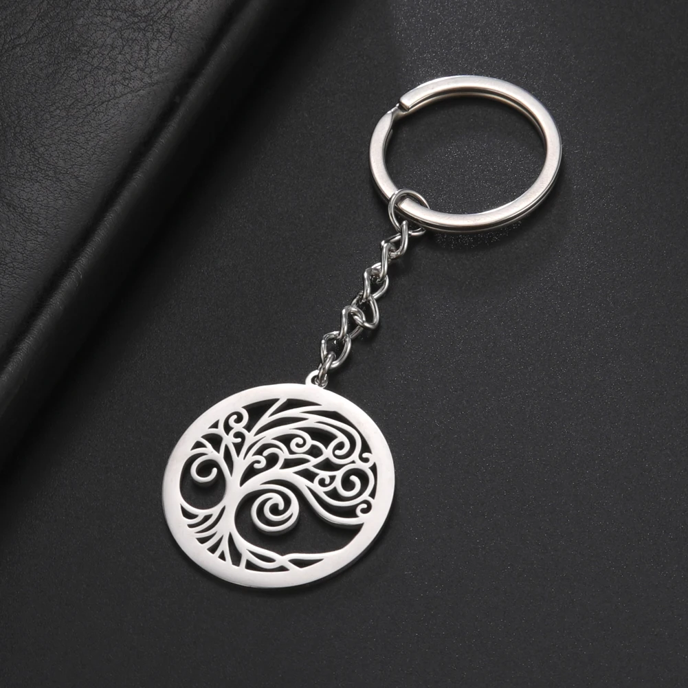 COOLTIME Hollow Tree of Life Keychain for Woman Men Stainless Steel Supernatural Amulet Key Chain Holder Ring Gift Jewelry