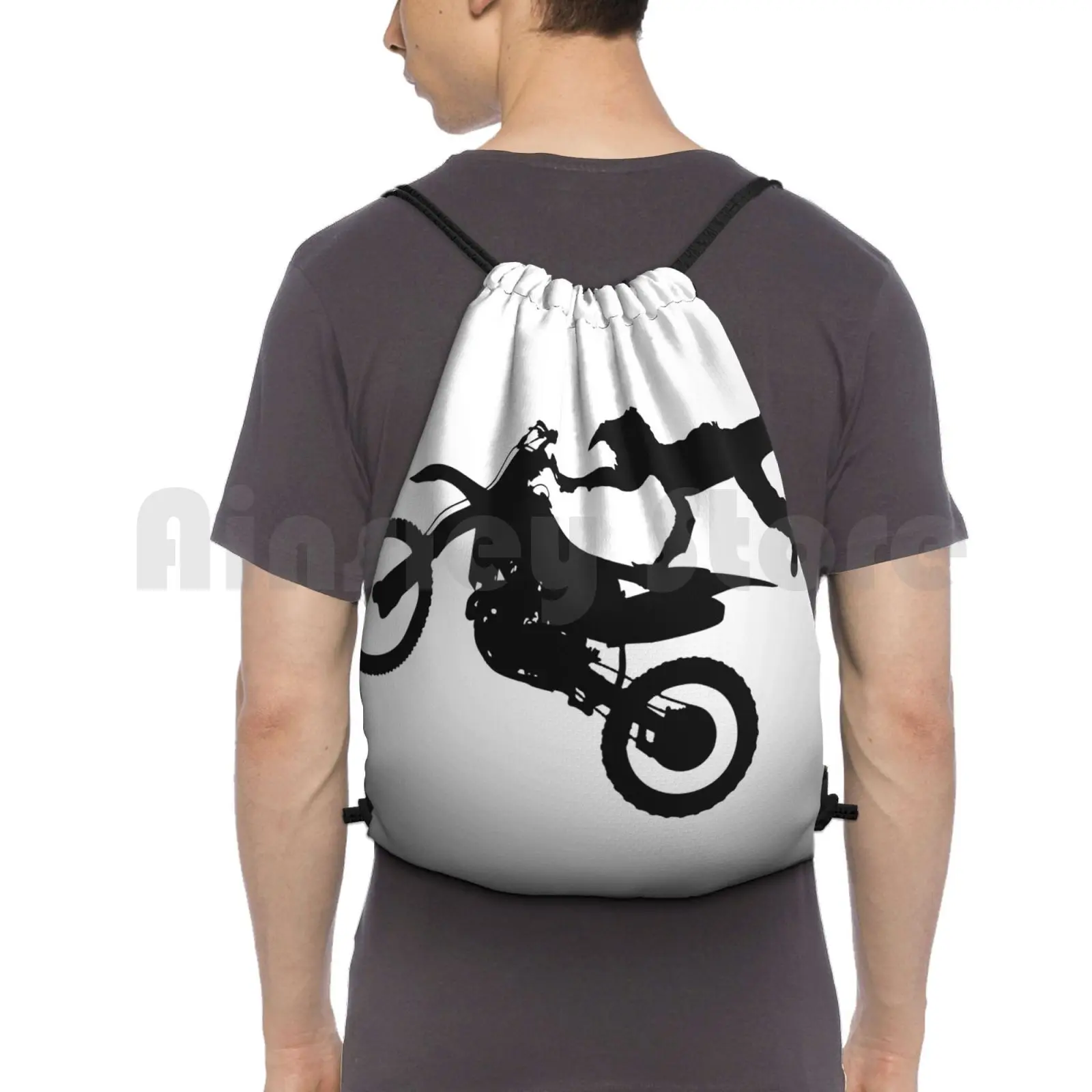 

Official Motor Cycle Shirt Backpack Drawstring Bag Riding Climbing Gym Bag Unisex Kids Tops Dirtbike Motor Cycle Dirt Bike