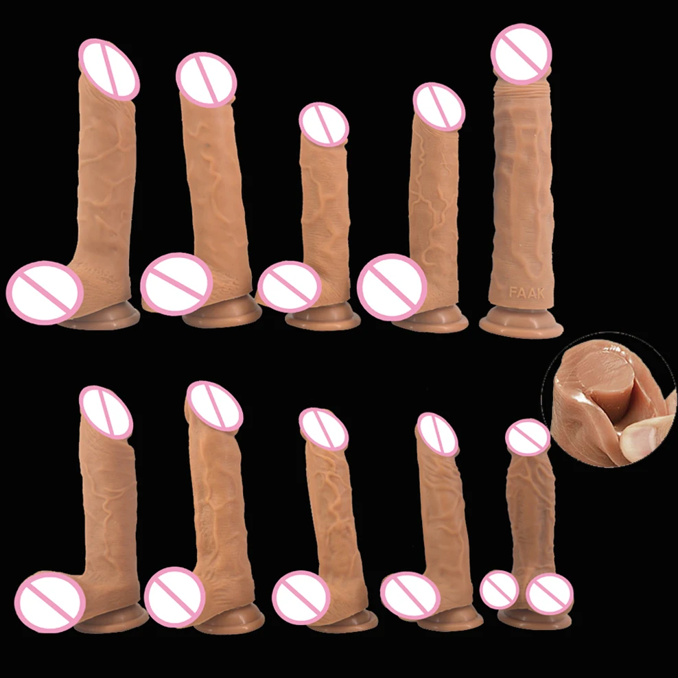 FAAK 8 inch dildo realistic penis lifelike dual density layer silicone sex toys massive cock with suction cup