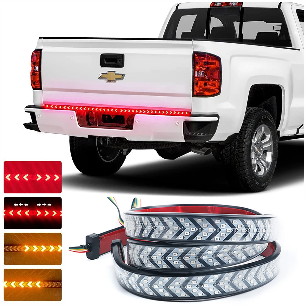 Car LED Truck Tailgate Lights Bar Strip DRL Driving Reverse Brake Turn Lamps for Pickup Trailer SUV Towing Auto Toyota Ford 12V