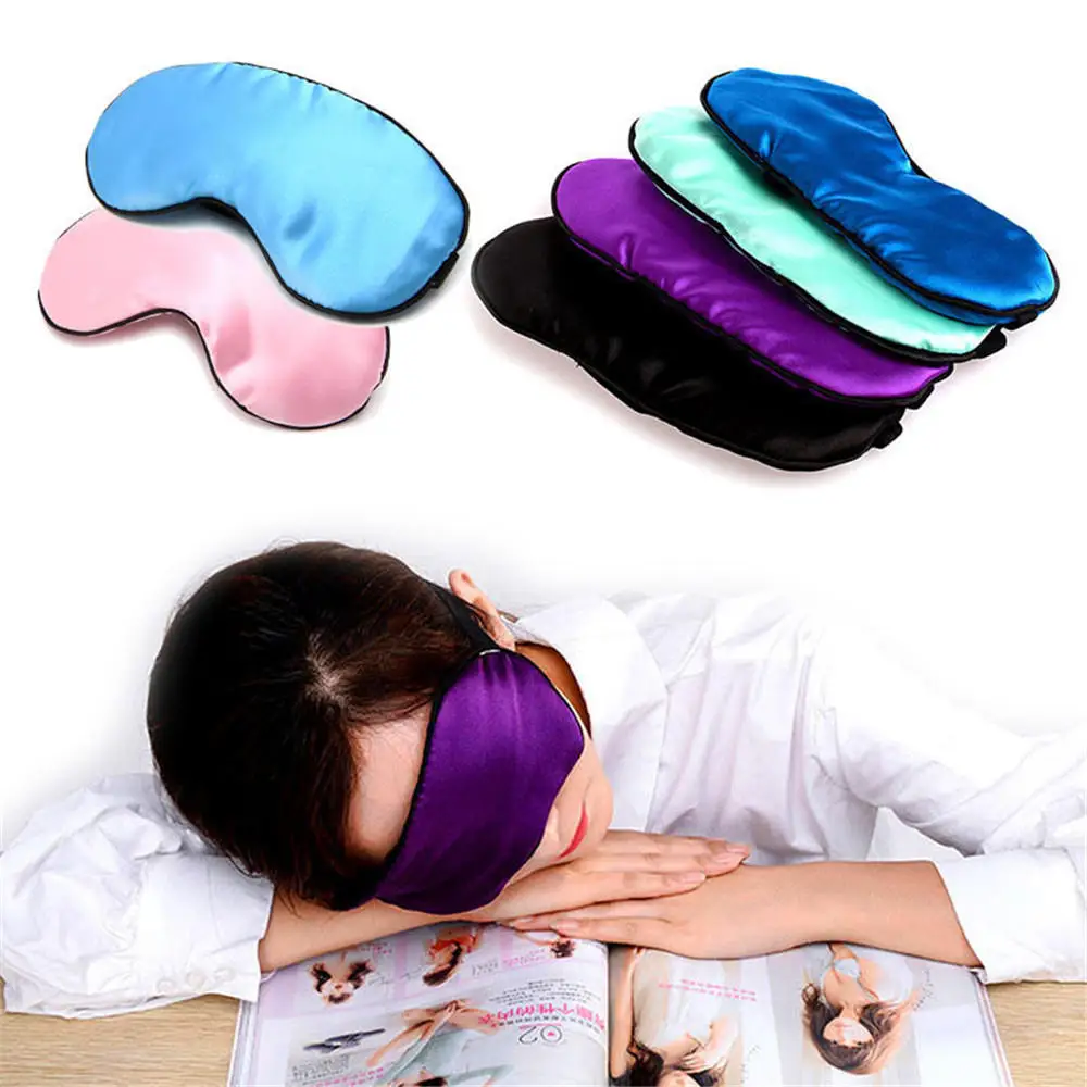 Pure Silk Sleep Eye Mask Padded Shade Cover Travel Relax Aid Eye Blindfold Shades Rest Helper Night Eyepatch 6 Colors