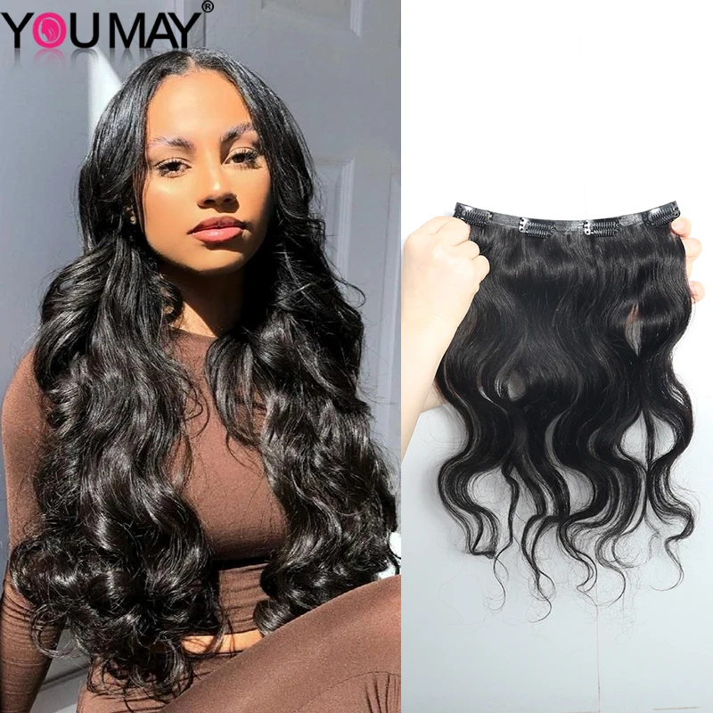 Body Wave Clip In Hair Extensions Human Hair New Type PU Clip Ins Seamless 120g Natural Body Wave Clip Ins Hair Extensions Youma