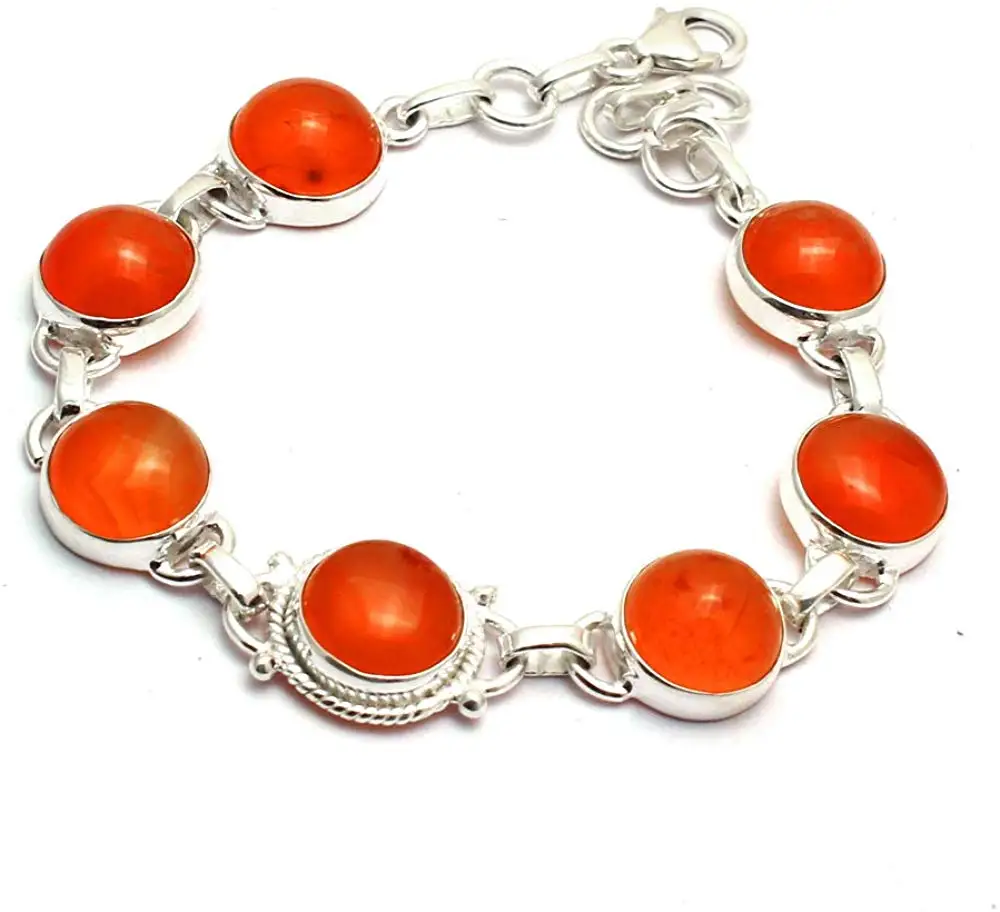 

Genuine Carnelian Bracelet 925 Sterling Silver, 20 cm, 2SBR0064