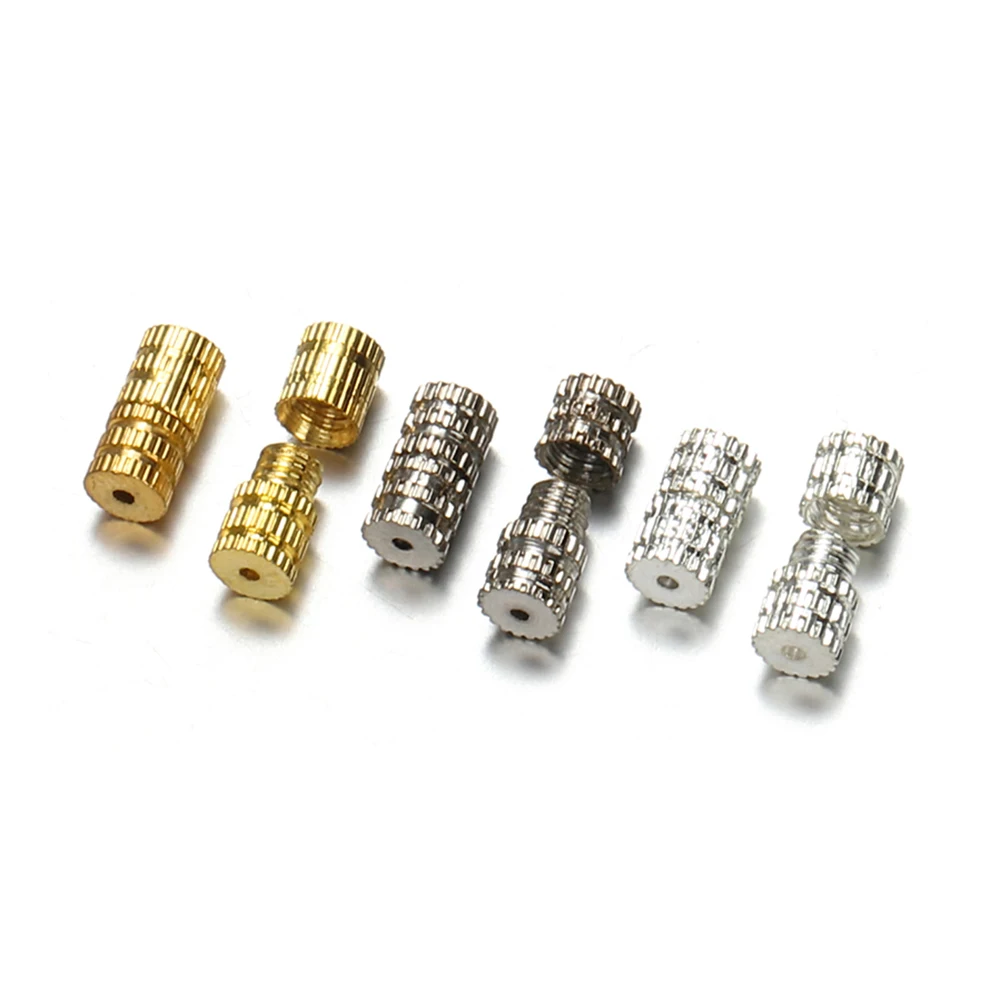 100pcs Metal Cylinder Screw Fastener Clasps Buckles Connector for Diy Jewelry Making Necklace Bracelet Rope End Closure Findings
