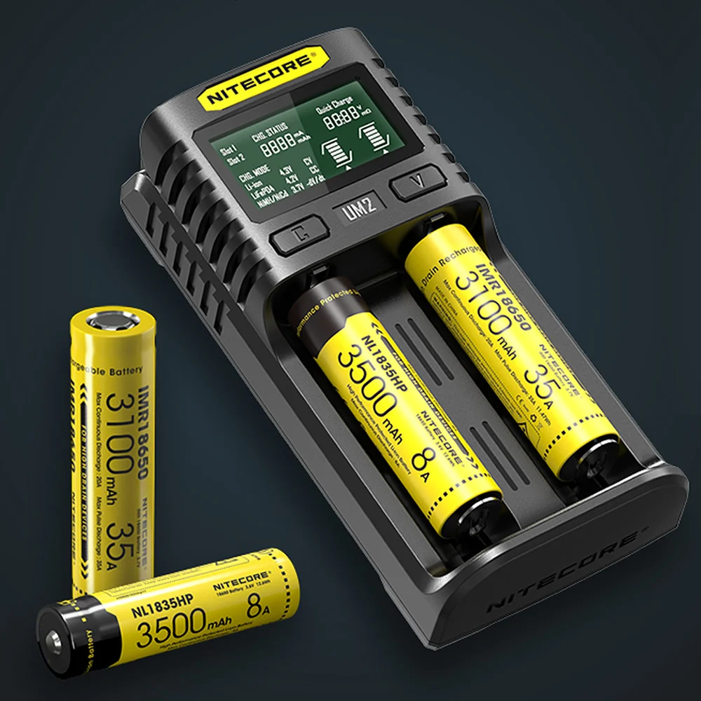 NITECORE UM2 Automatic Universal 3A Quick Charger Intelligent USB 2Slot LCD Display For Li-ion IMR Battery Wholesale