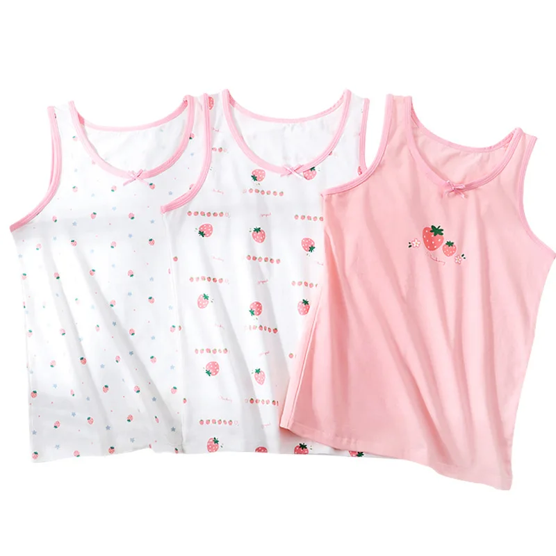 3pcs/Lot Boys Girls Summer Undershirt Singlet Shirts Kids Dino Unicorn Cotton T-shirt Top Camisoles Underwear Tanks Size 90-155