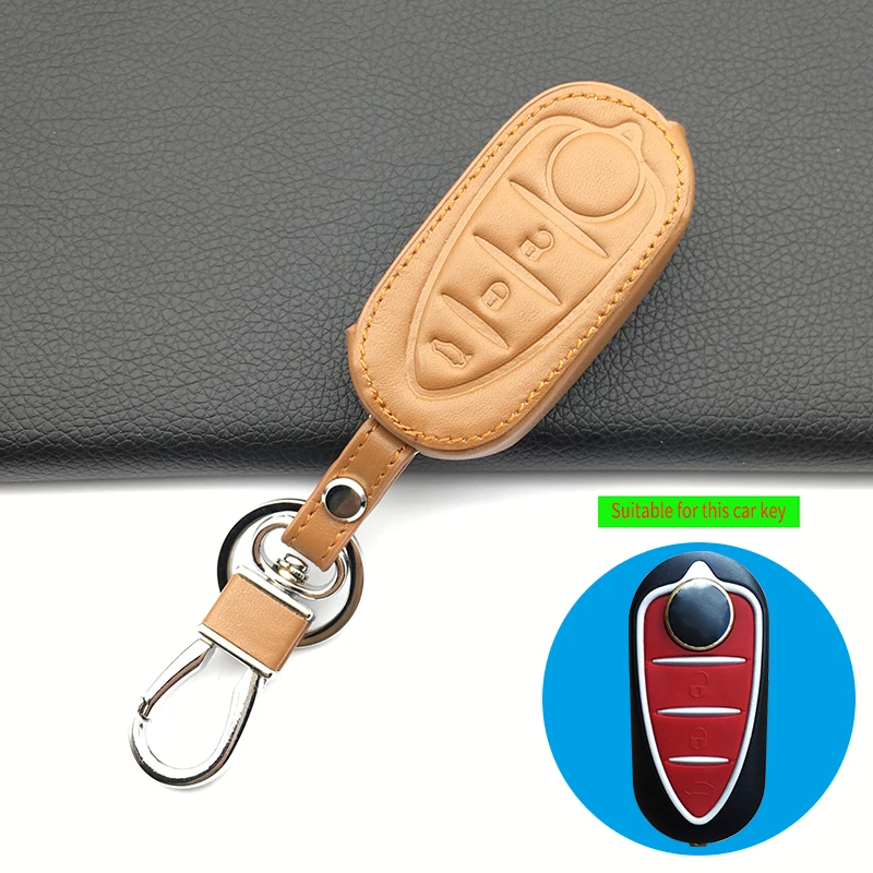 High Quality 100% Genuine Leather Car key cover Skin case For Alfa Romeo Mito Giulietta 159 GTA 3 Buttons Remote Protect Shell