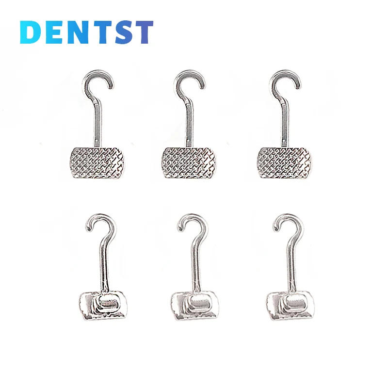 Dentst Orthodontic Crimpable Hook With Buccal Tube Dental Multi-Function Long Hook Bondable Lingual Button Mesh Base 50pcs/box