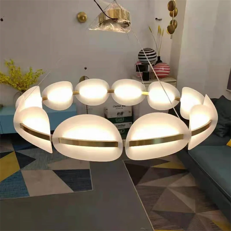 Modern Acrylic LED Chandeliers Living Room Creative Nordic Atmospheric Restaurant Contracted Luxury Iron Art Lighting Fixtures