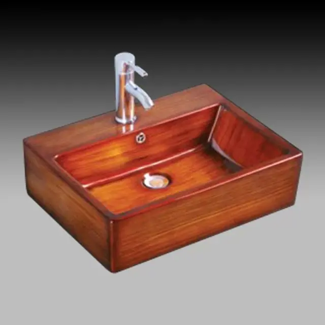 Table Basin High-Grade Wood Grain Super Bright Glaze Easy to Clean Art Basin Washbasin Wash Basin