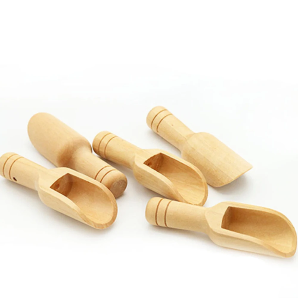 

3PCS Wood Spoons Herb Powder Rice Spice Salt Sugar Flour Scoops Spoon Wooden Kitchen Cooking Supplies Baking Tools