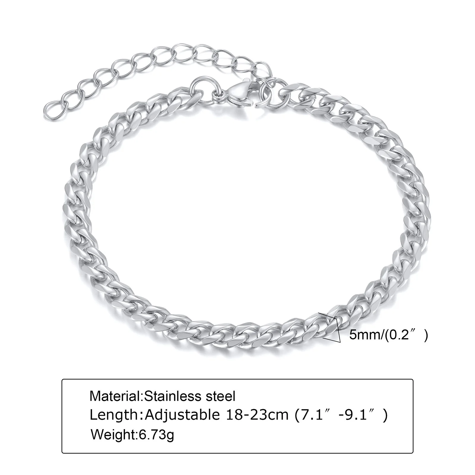 Vnox 1/2/3Pcs Cuban/Figaro/Wheat/Twist Rope Chain Bracelets Set for Men, Stainless Steel Metal Hypoallergenic Wristband Jewelry
