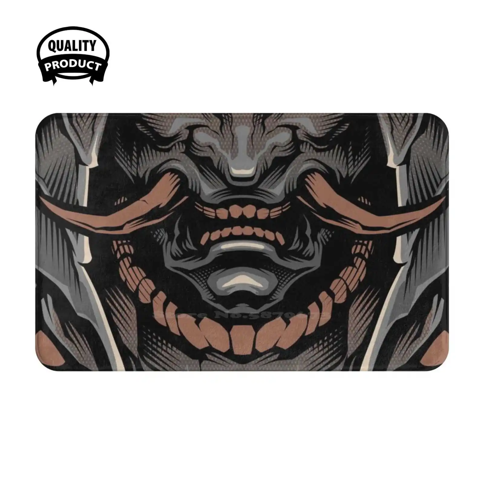 Hannya Samurai Demon - Dark Version Soft Cushion Home Carpet Door Mat Car Rug Hannya Art Japan Tattoo Samurai Demon Japan