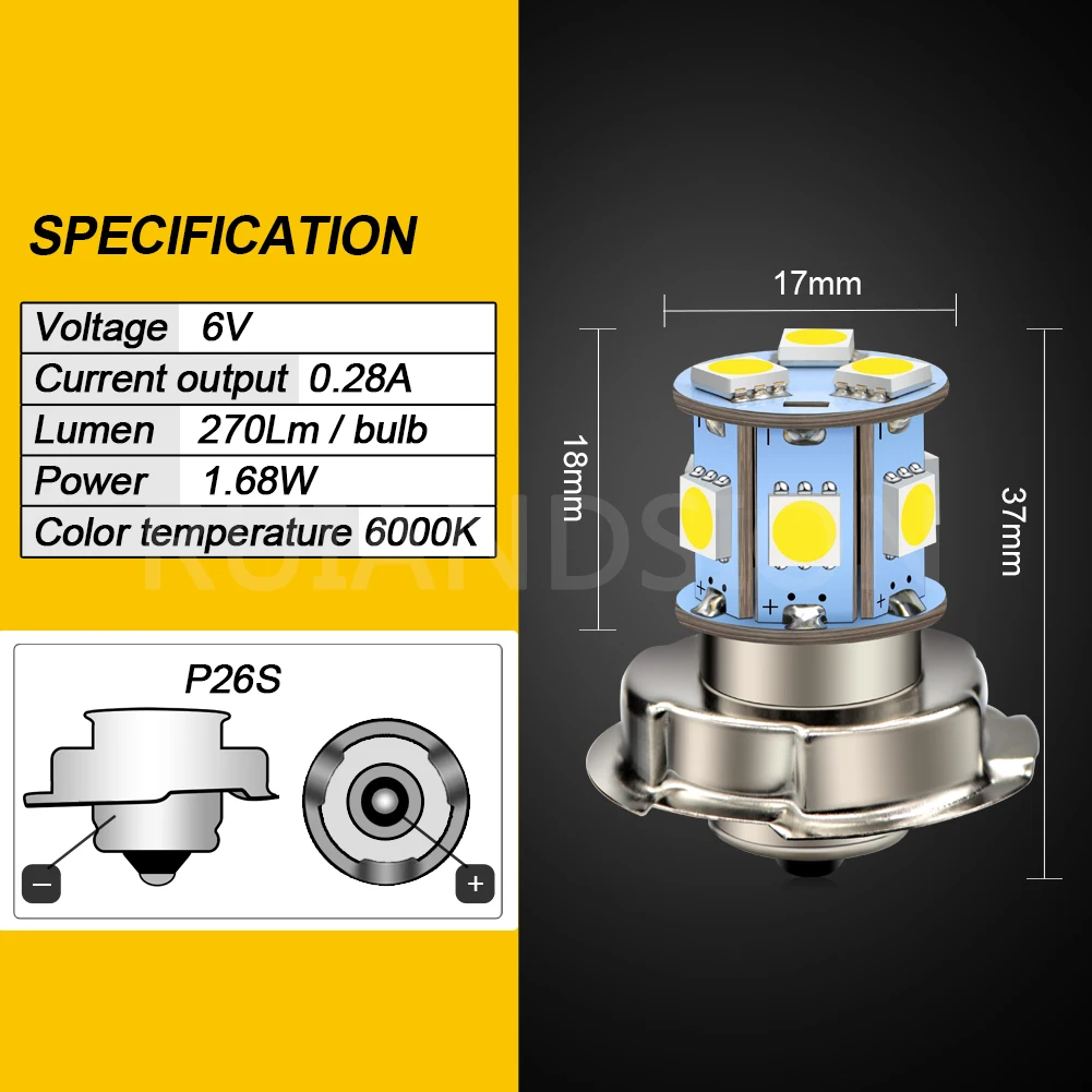 RUIANDSION Wholesale 4Pcs P26S Scooter Led Headlight Moped Headlamp Bulb Motorbike Fog Light Harvester Bulb 6V 10-80V 12V 24V