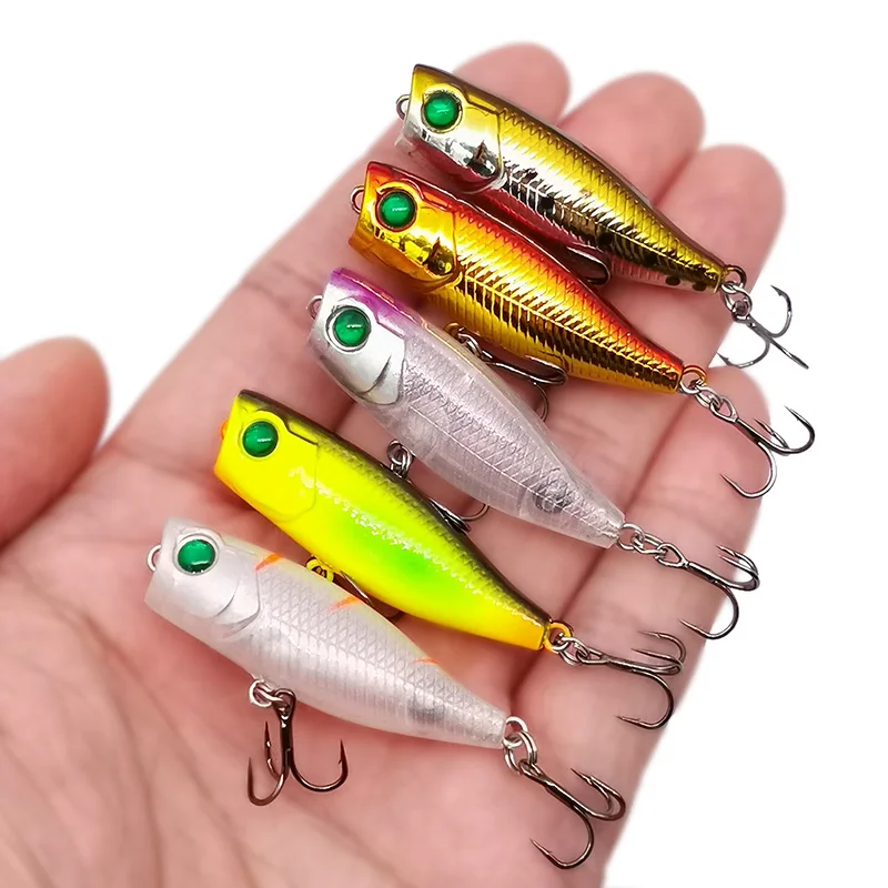 New Arrival 1 pcs mini Popper Fishing Lures 4cm/3.5g 3d Eyes Bait Crankbait Wobblers Tackle Isca Top Water Surface Popper Lure