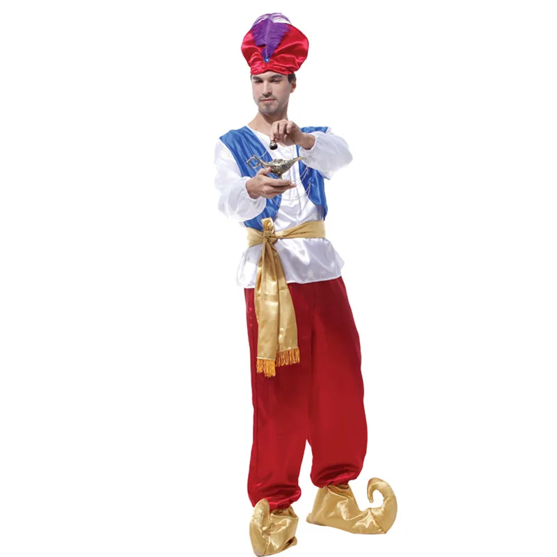 Men Aladdin's Lamp Cosplay Adult Halloween Arabian Prince Costumes Carnival Purim Parade Masquerade Nightclub Bar Party Dress