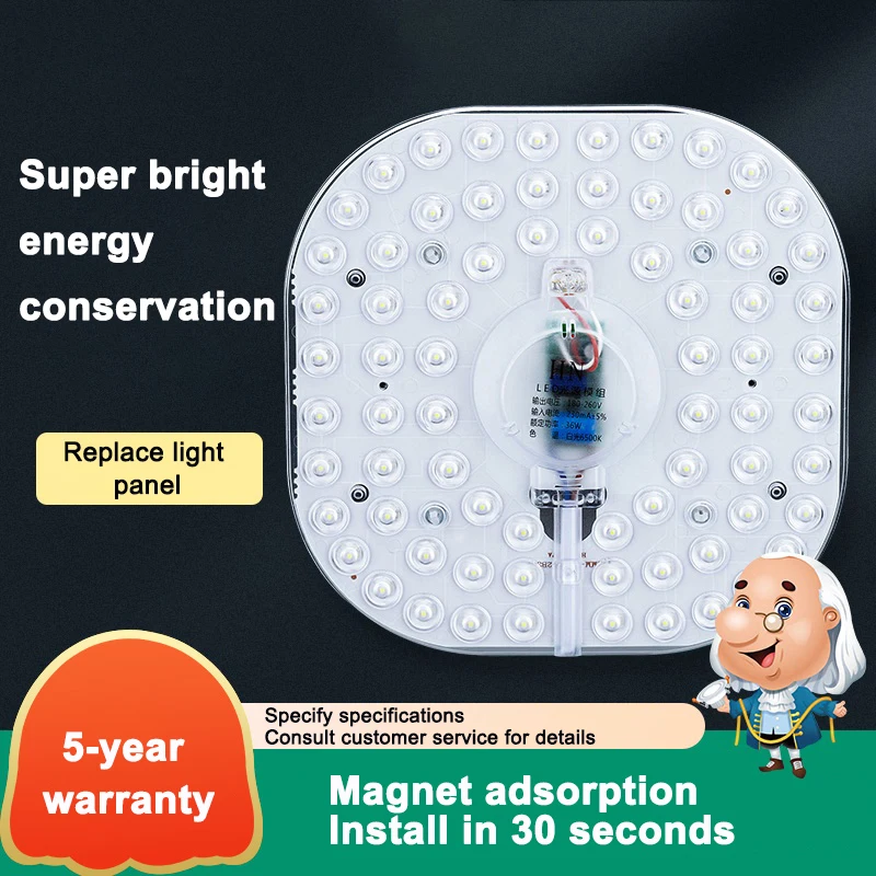 

LED Ceiling Lamp Square Round Wick Lamp Panel Wick Module Replacement And Transformation Lamp Panel Energy-Saving Lighting