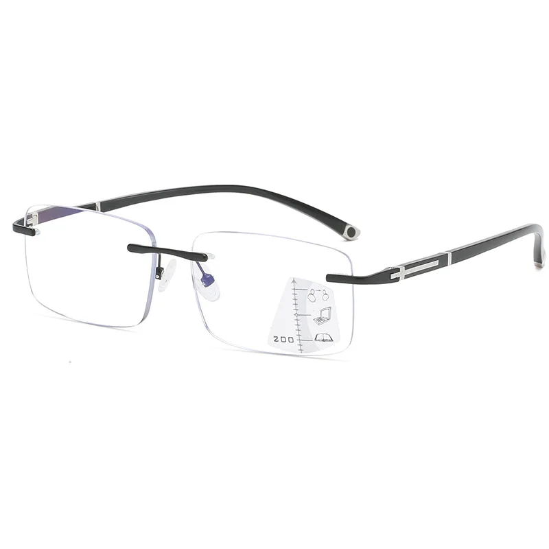 

New Classic Rimless Photochromic Reading Glasses Progressive Multifocal Magnifier Ultralight Computer Eyewear