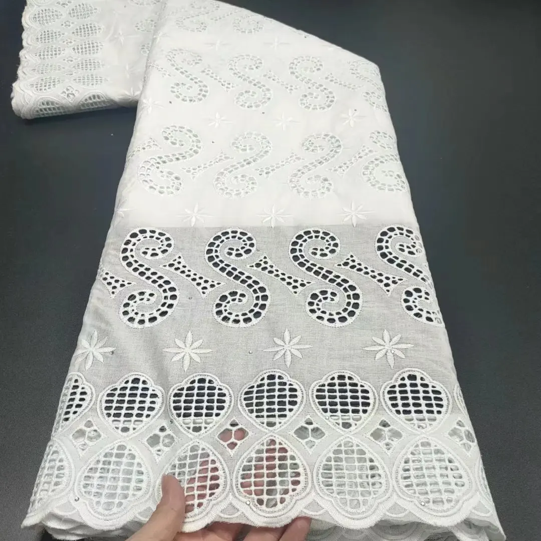 

Pure white swiss voile lace in switzerland brode coton africain nigerian lace fabric dry cotton lace fabric for party KTY21103