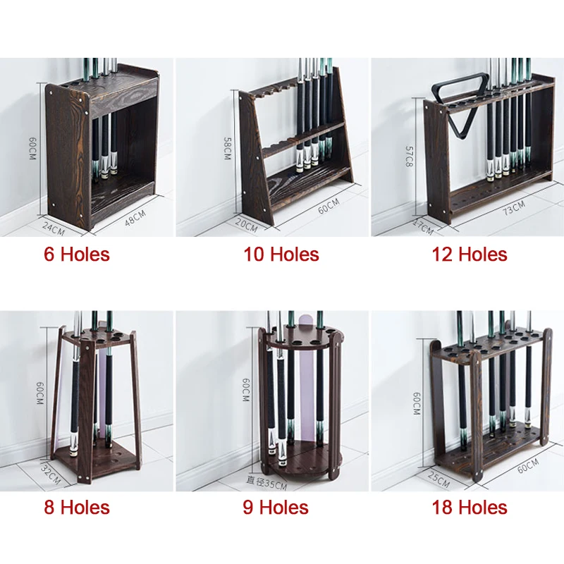 Wooden Billiard Cue Rack Display Stand For Home Indoor Fishing Rod Golf Clubs Storage Bracket Cabinet Billiard Sport Accessories