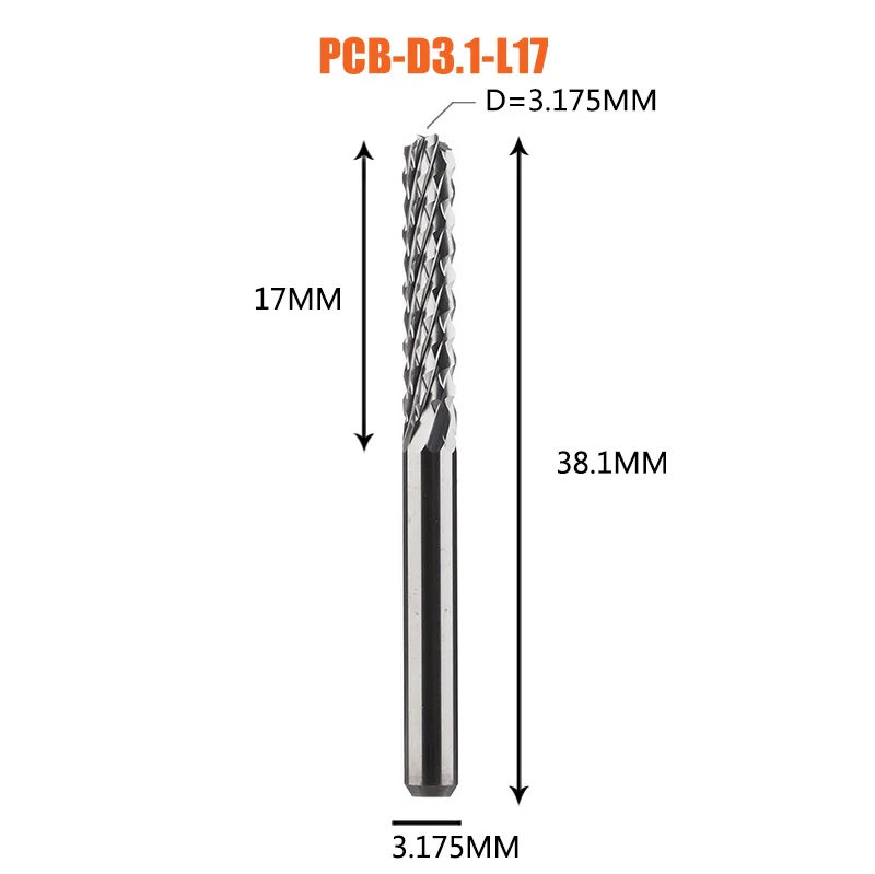 Dreanique 1PC Volhardmetalen Maïs-Endfrees Freesbits 3.1mm 4mm 6mm 8mm PCB Endfrees CNC Houtbewerkingsfrees Gereedschap