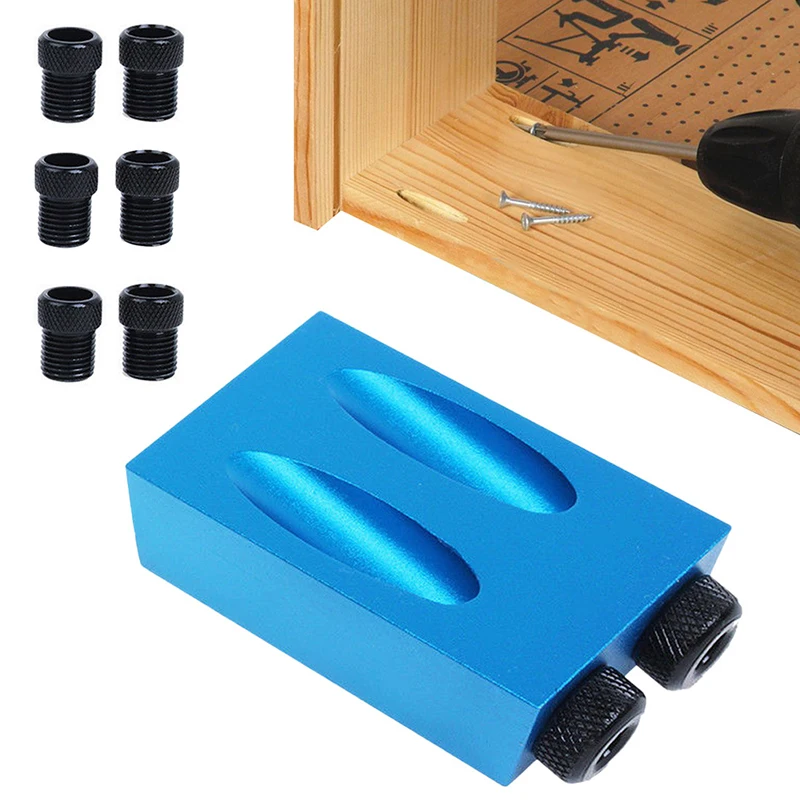 Localizzatore di fori per trapano per legno guida per viti per fori tascabili a 15 gradi guida per la lavorazione del legno Kit di utensili per angolo di perforazione